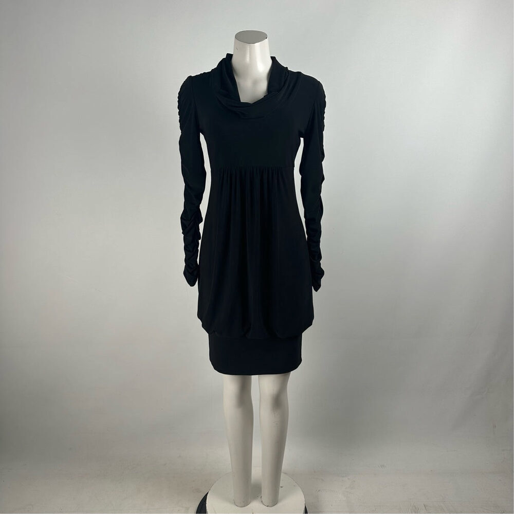 Frank Lyman Black Rushed Sleeve Mini Dress Size 4